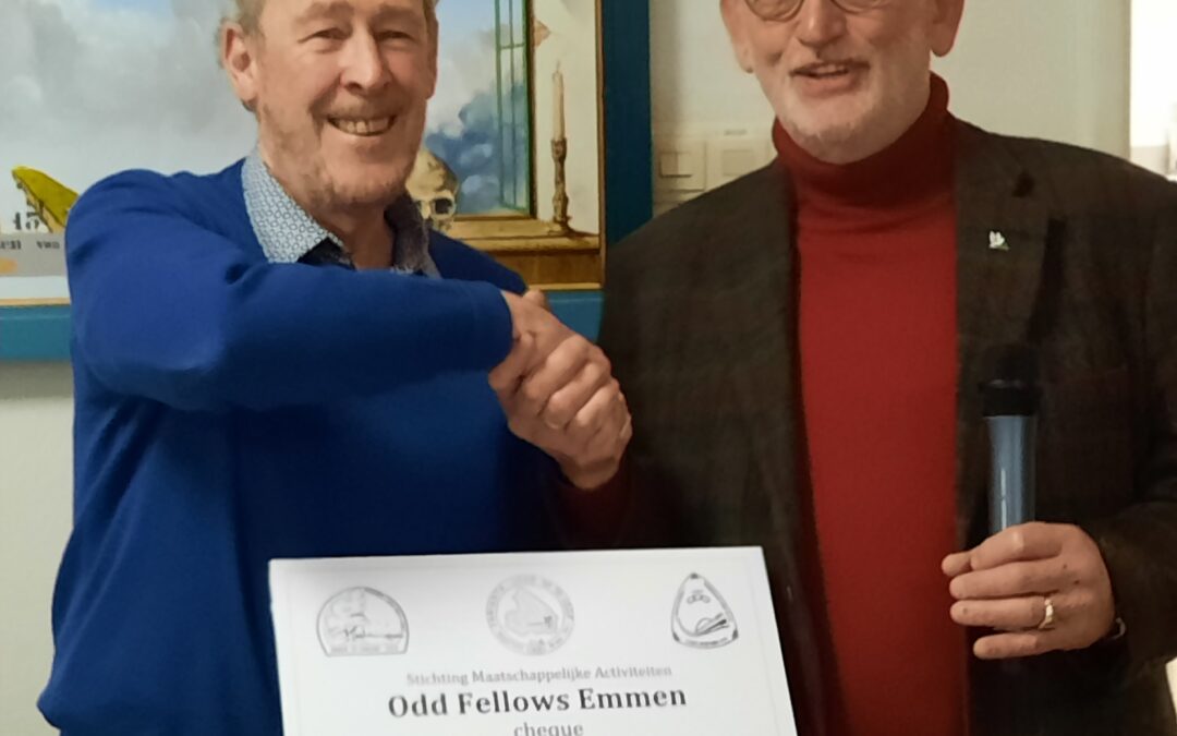 ODD FELLOWS EMMEN doneert ons een mooi bedrag!